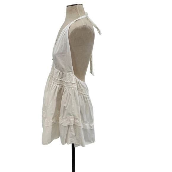 Free People Sail Away Tunic Dress Mini Halter Neck Tiered White Size Medium - Picture 6 of 15